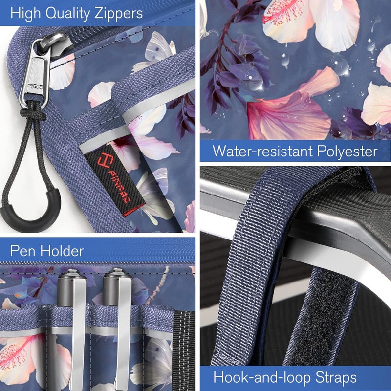 FINPAC Wheelchair Side Storage Bag w/Cup Holder, Wheelchair Armrest Accessories Pouch with Pen Slot and Reflective Strips for Power Walkers, Rollators, Seniors - Blooming Hibiscus - Image 4